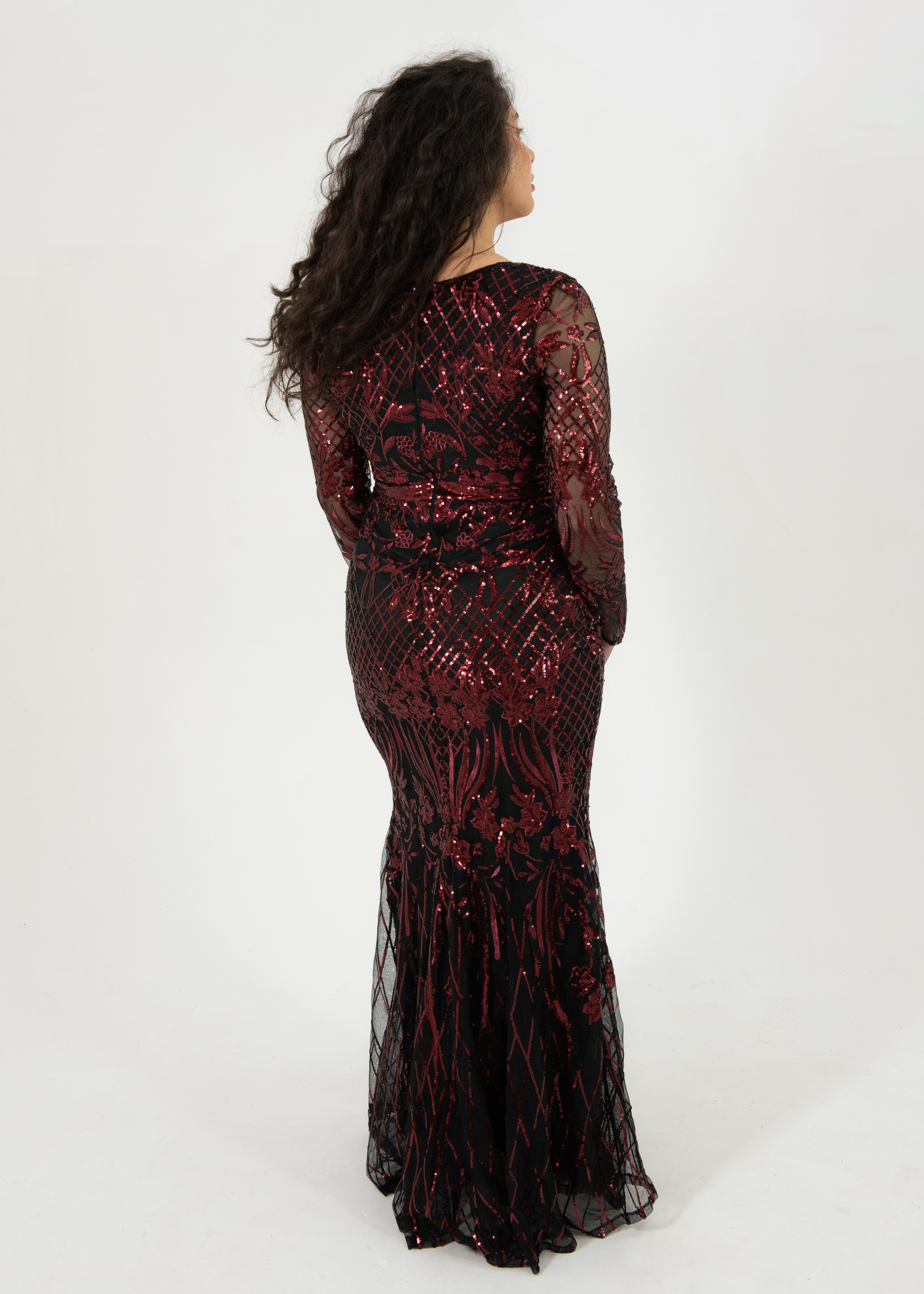 Mirella V-Neck Sequin Maxi Dress