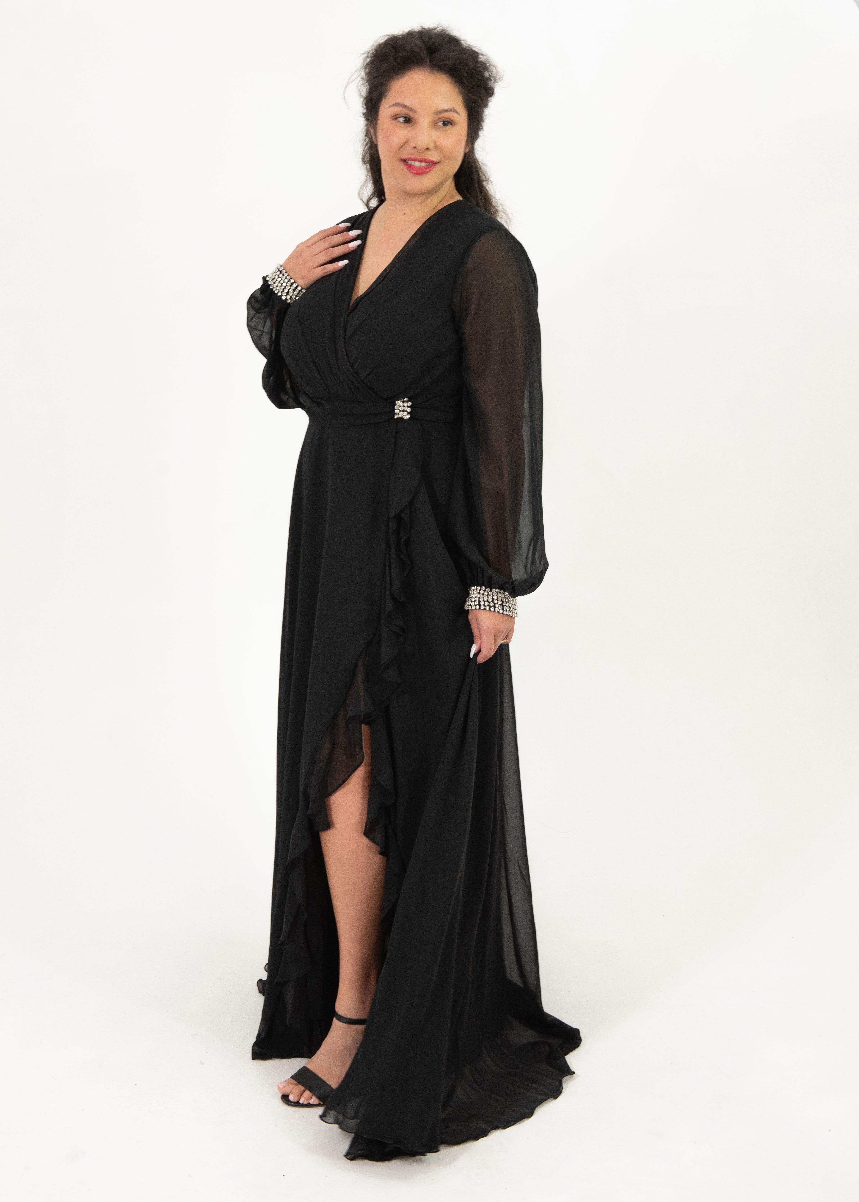 Timeless Grace Black Wrap Gown