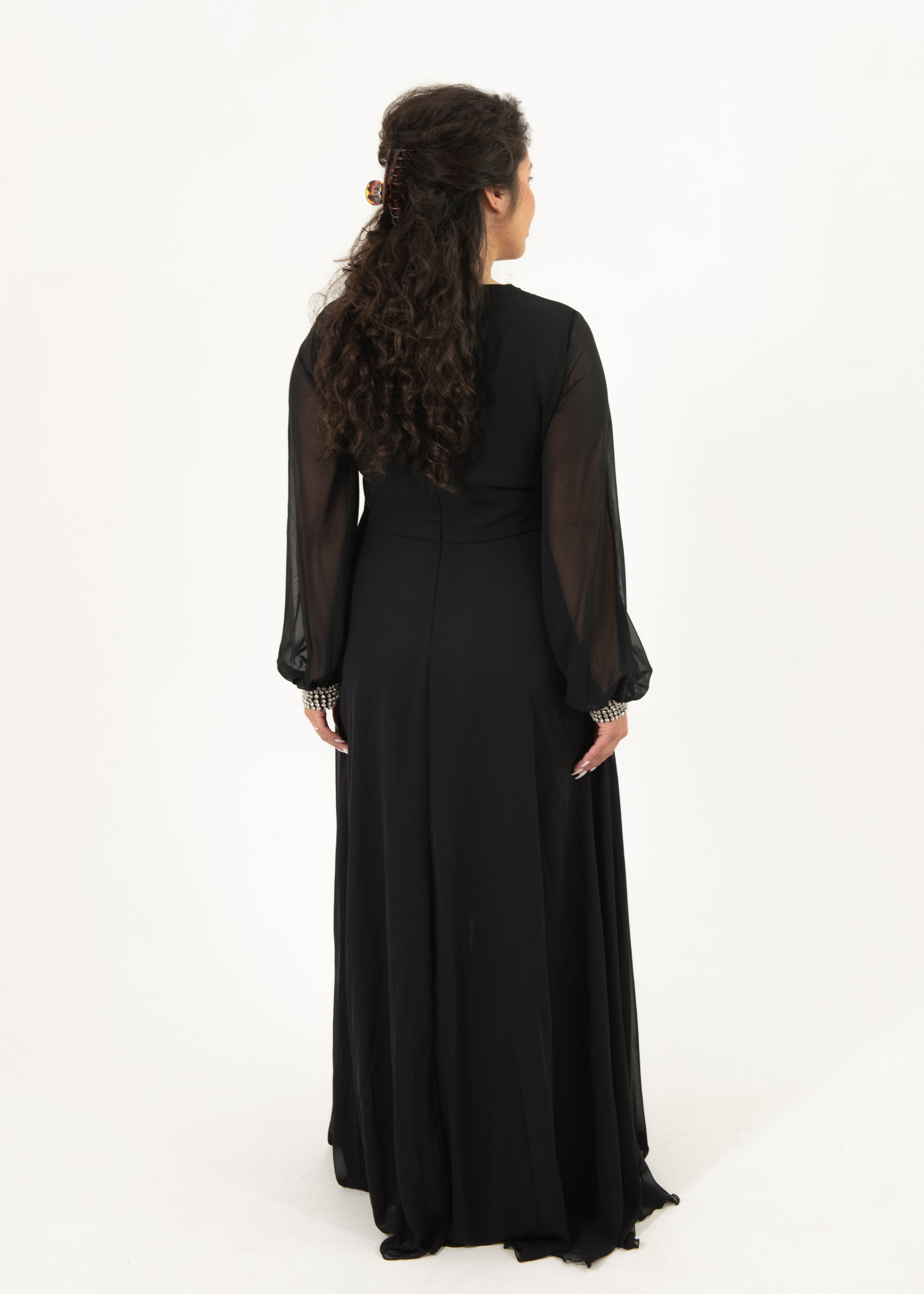 Timeless Grace Black Wrap Gown