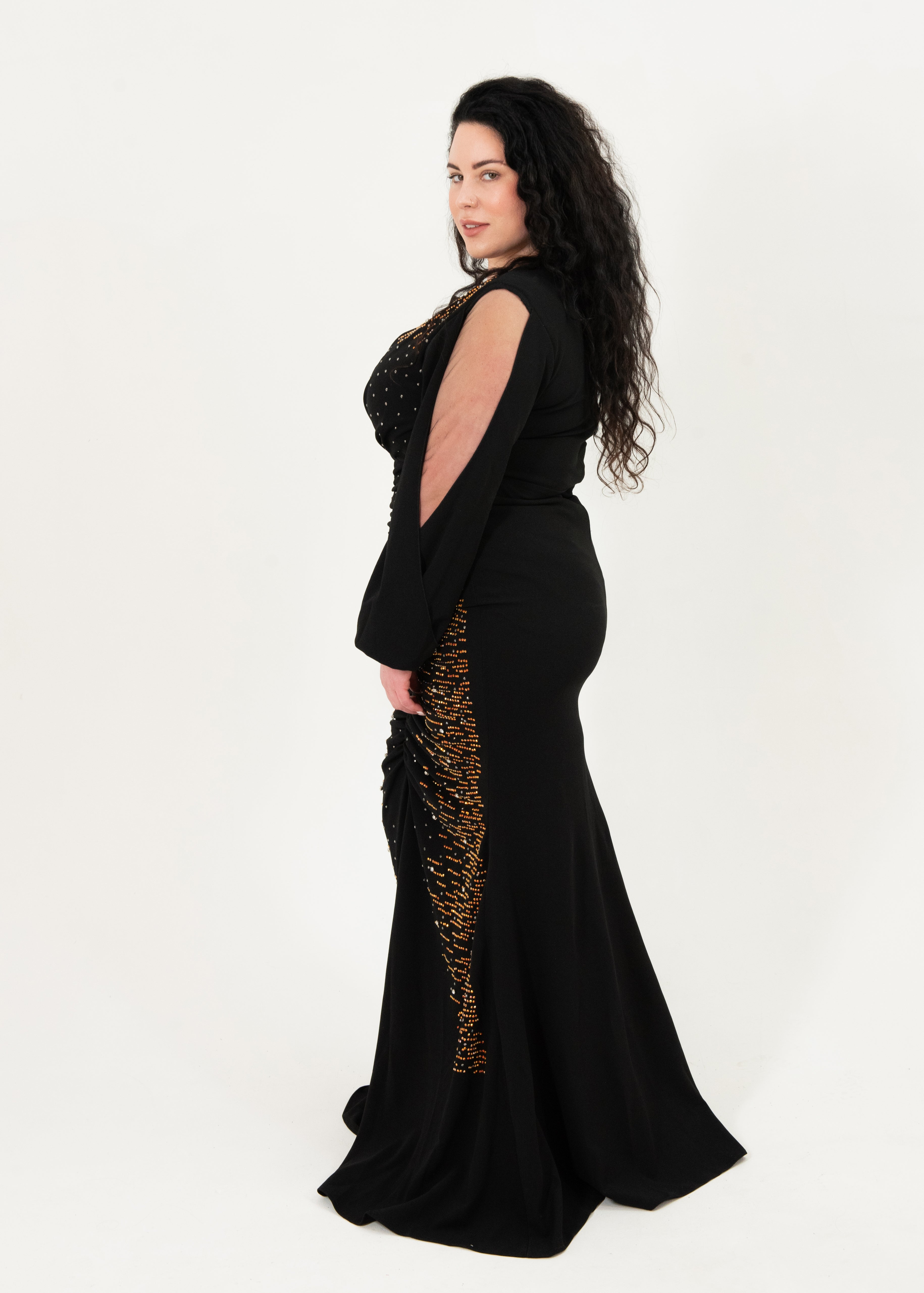 Golden Hour Plus Size Ruched Evening Gown