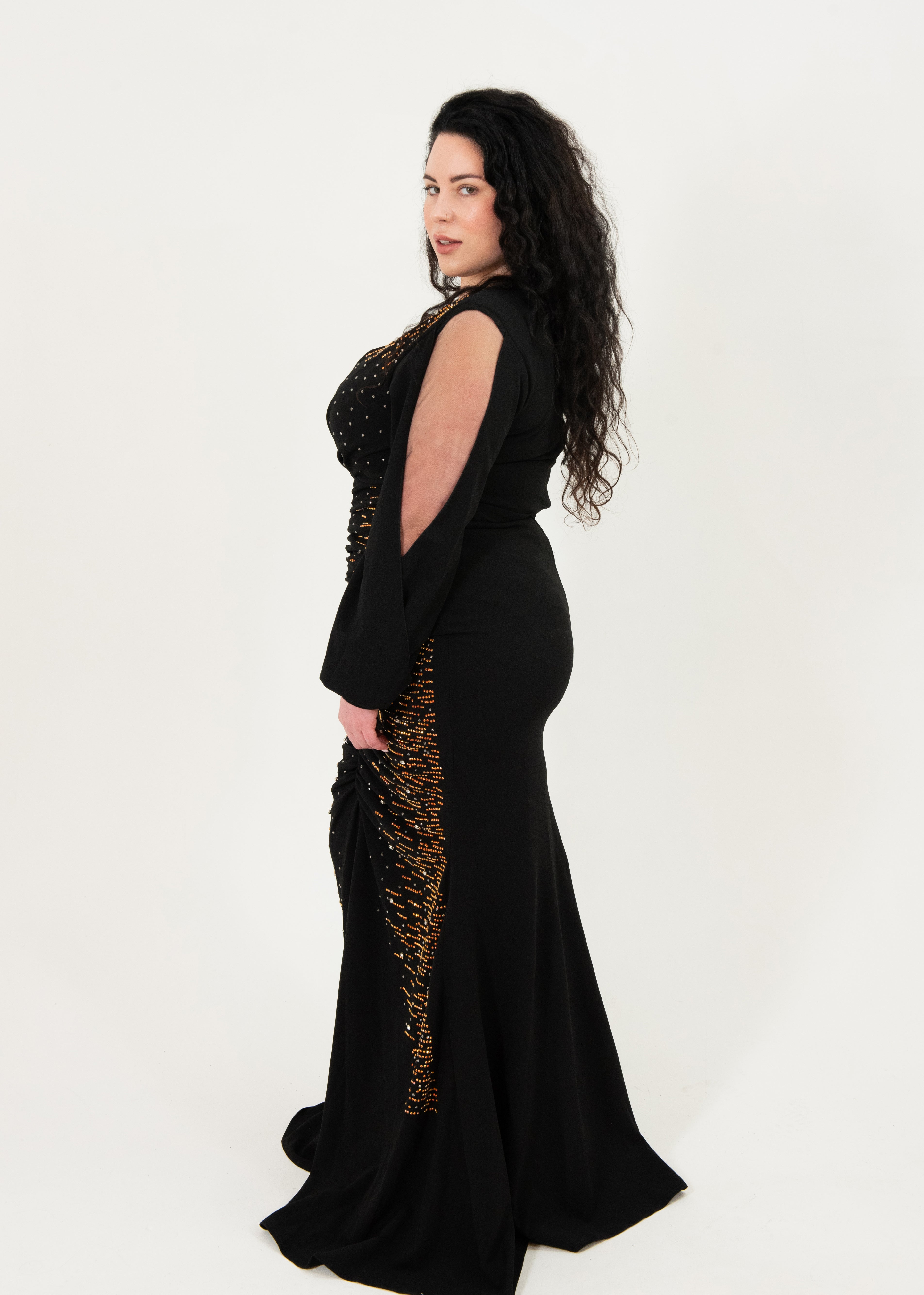 Golden Hour Plus Size Ruched Evening Gown