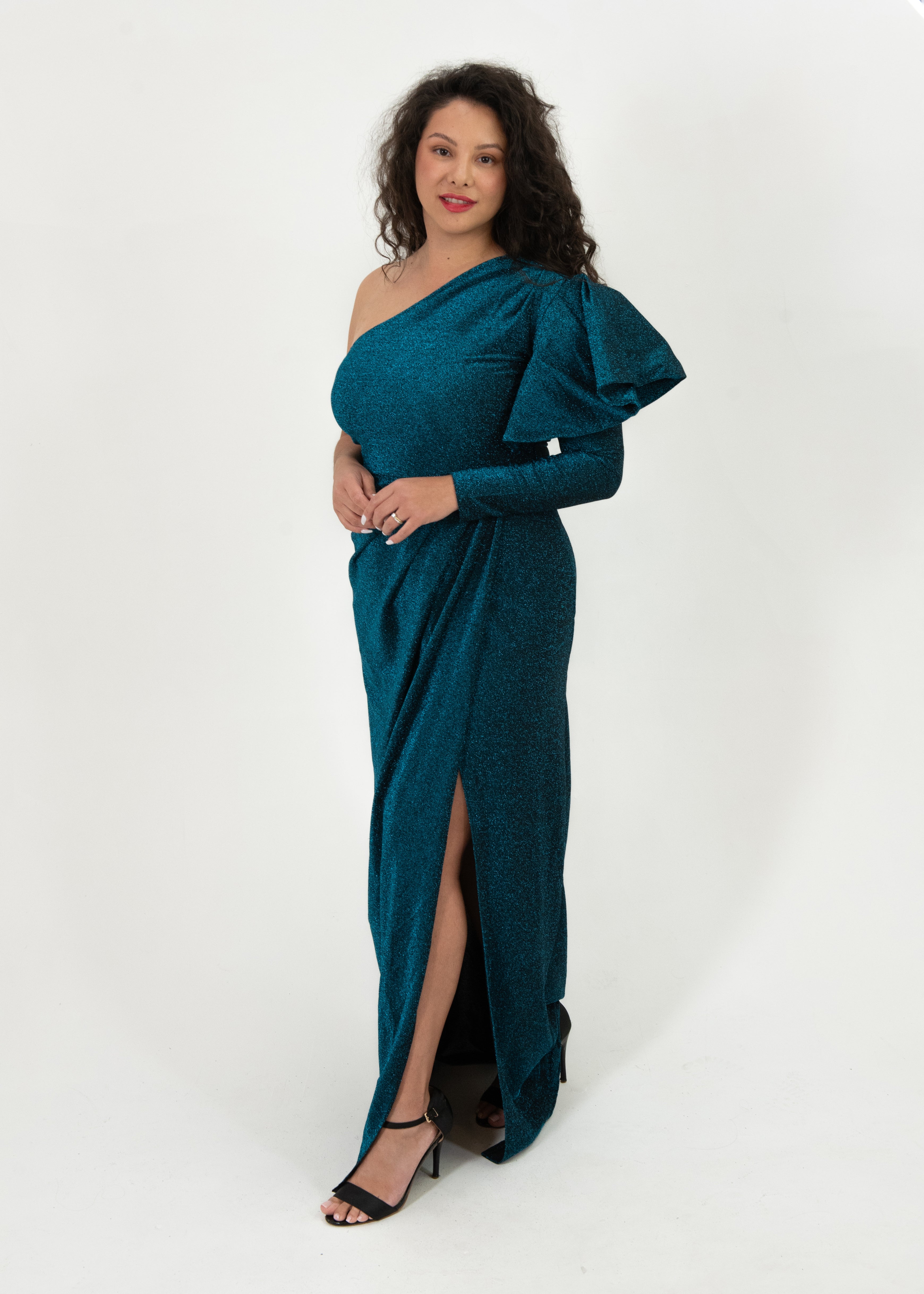 Brinah One Shoulder Plus Size Maxi Dress