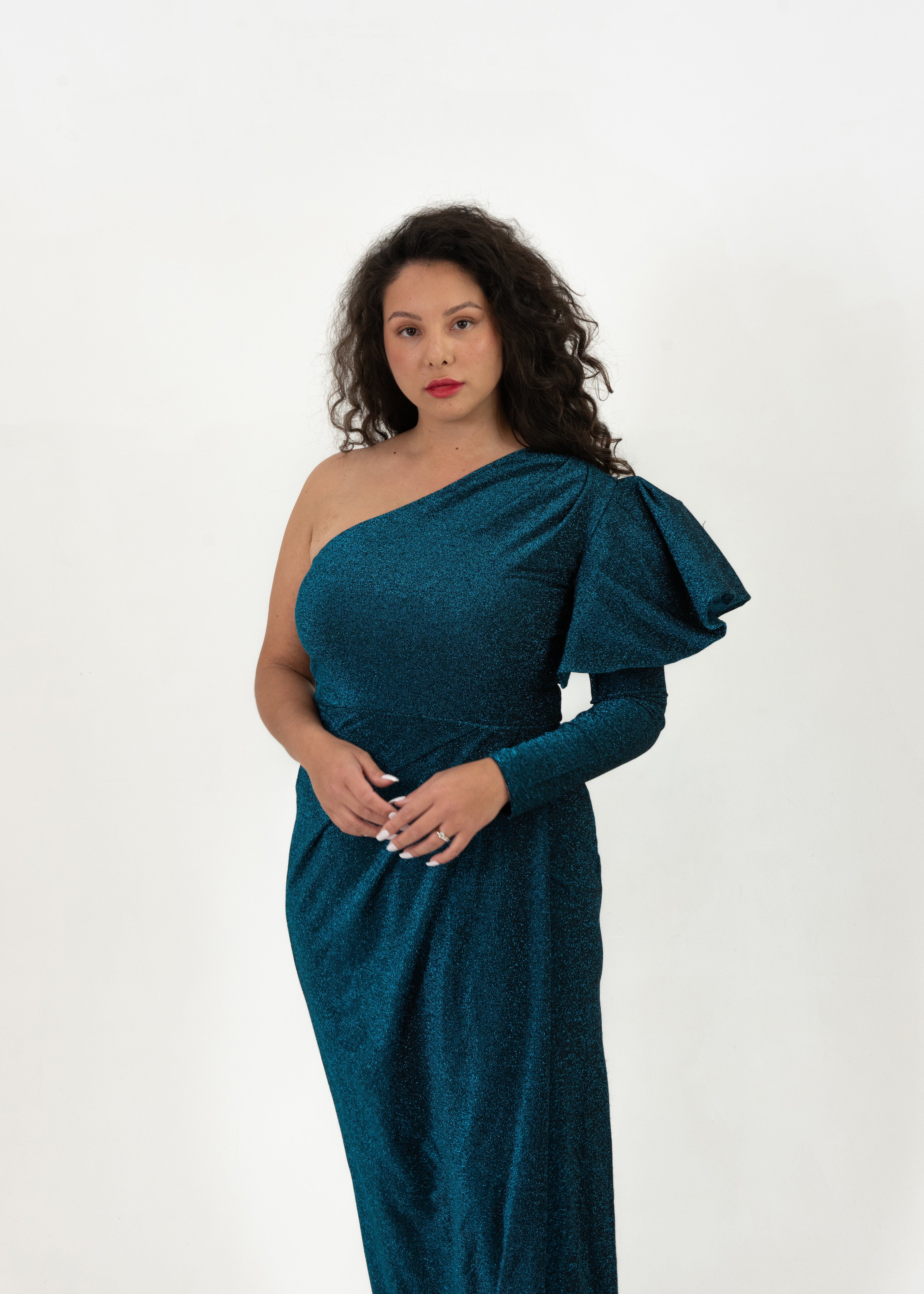 Brinah One Shoulder Plus Size Maxi Dress