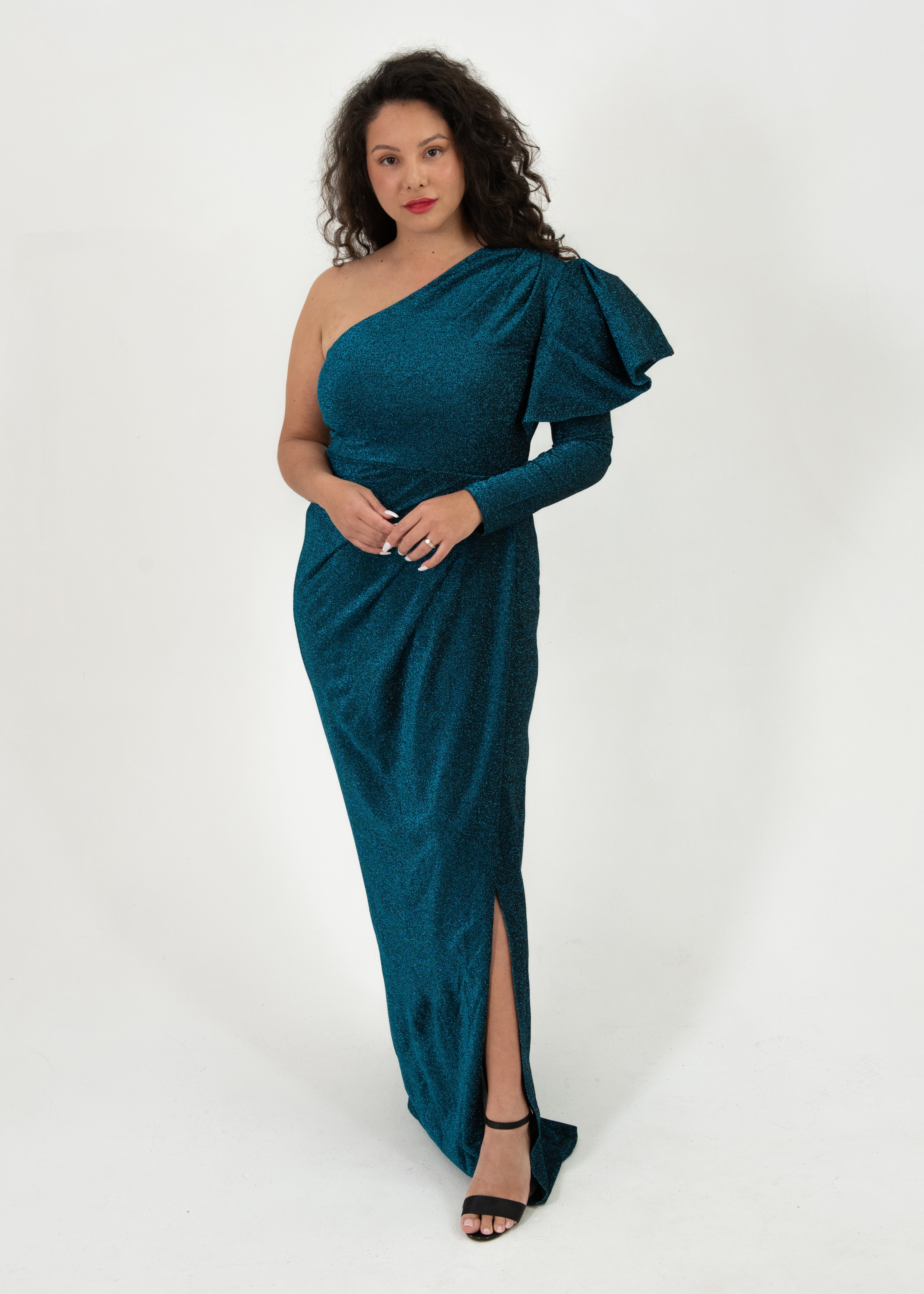 Brinah One Shoulder Plus Size Maxi Dress