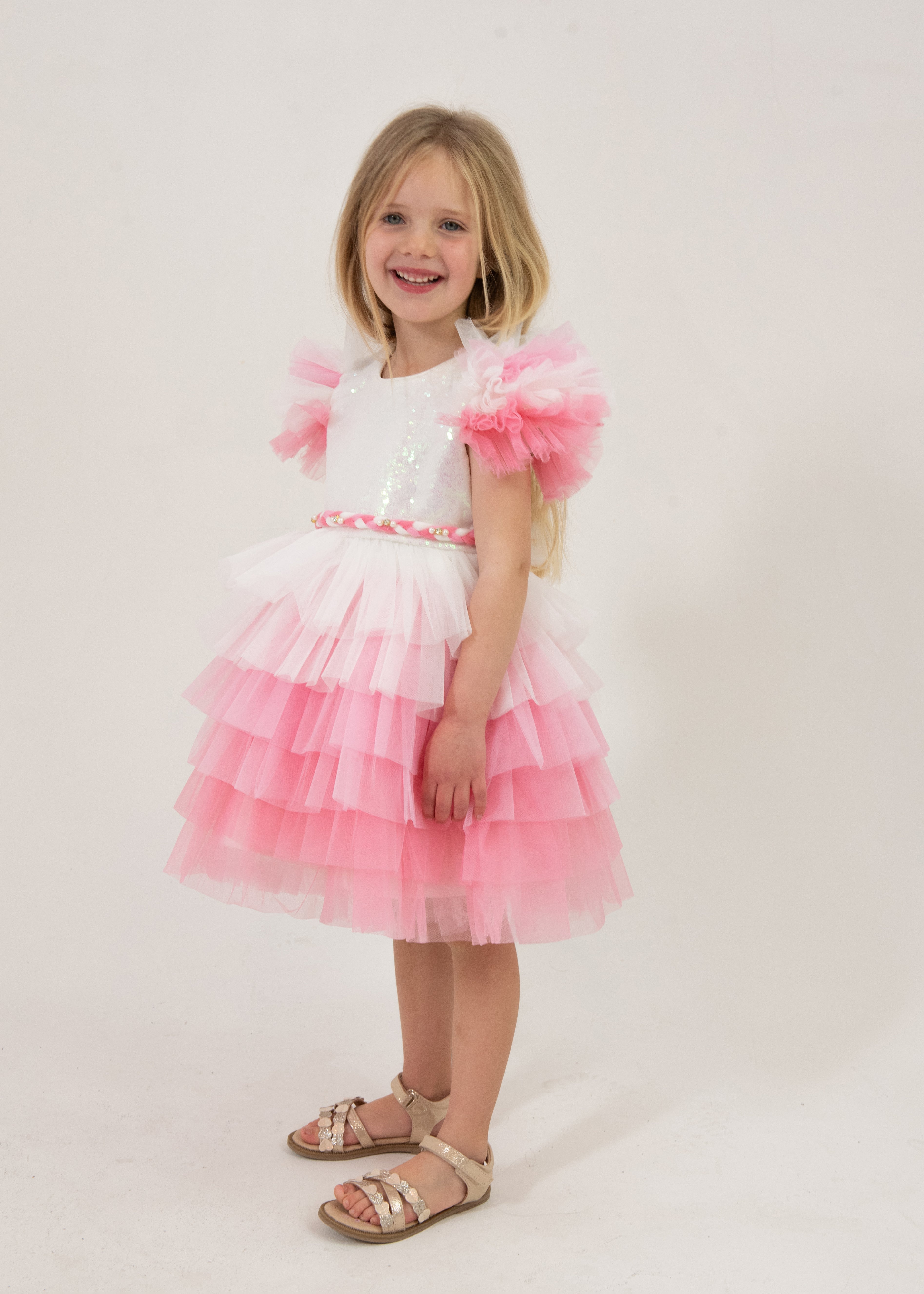 Briana Kids Shiny Dress With Head Piece