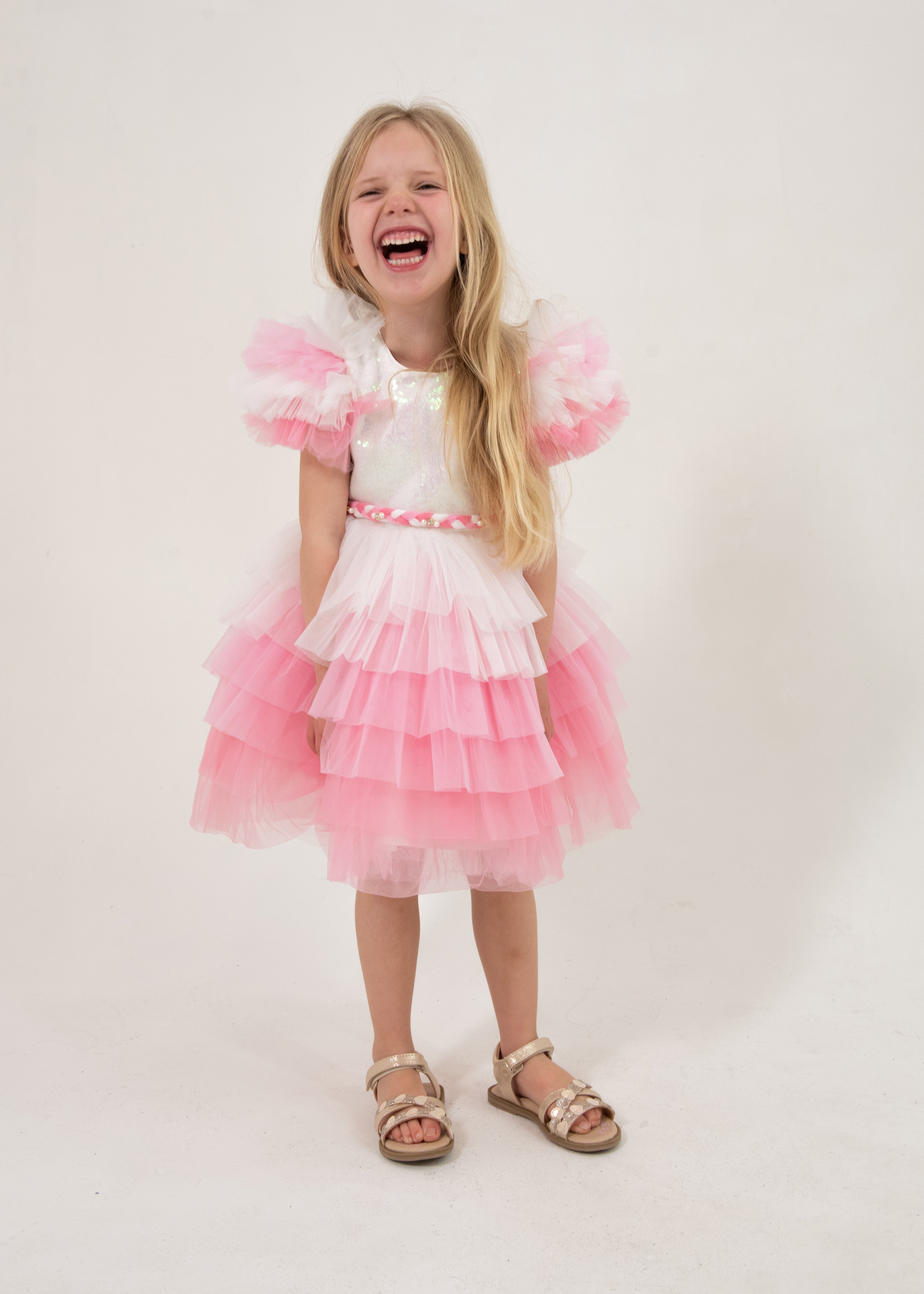 Briana Kids Shiny Dress With Head Piece