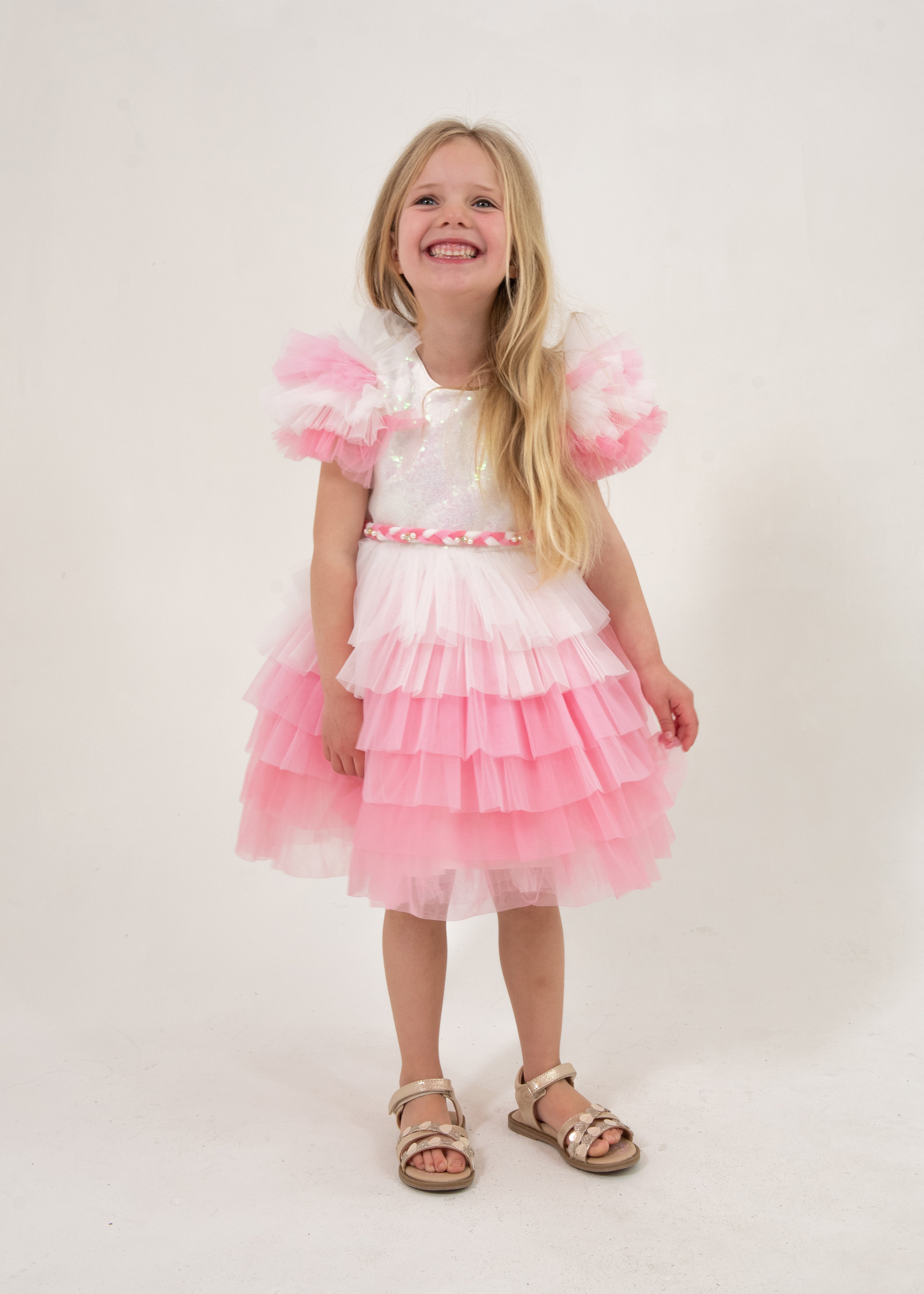 Briana Kids Shiny Dress With Head Piece