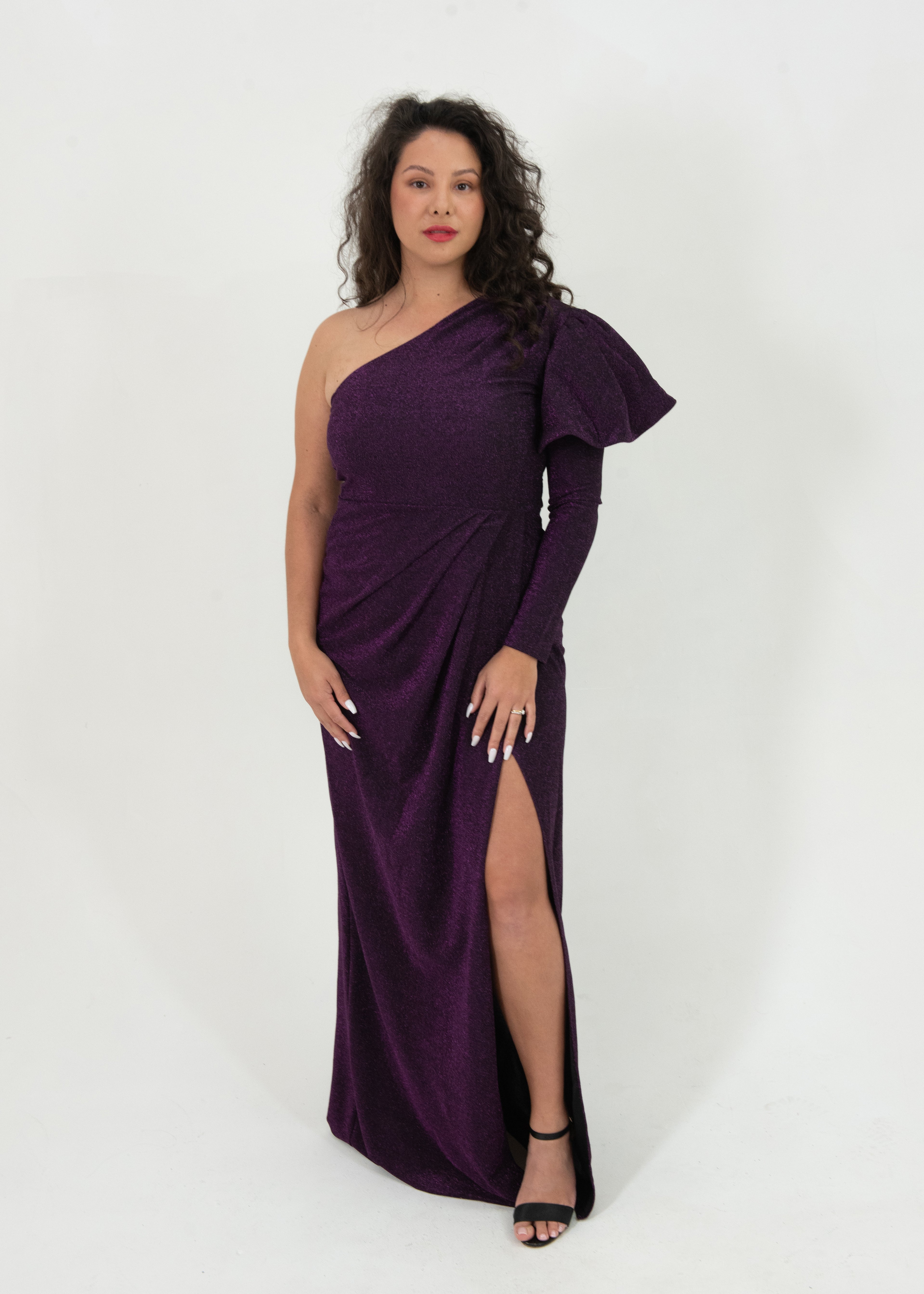 Brinah One Shoulder Plus Size Maxi Dress