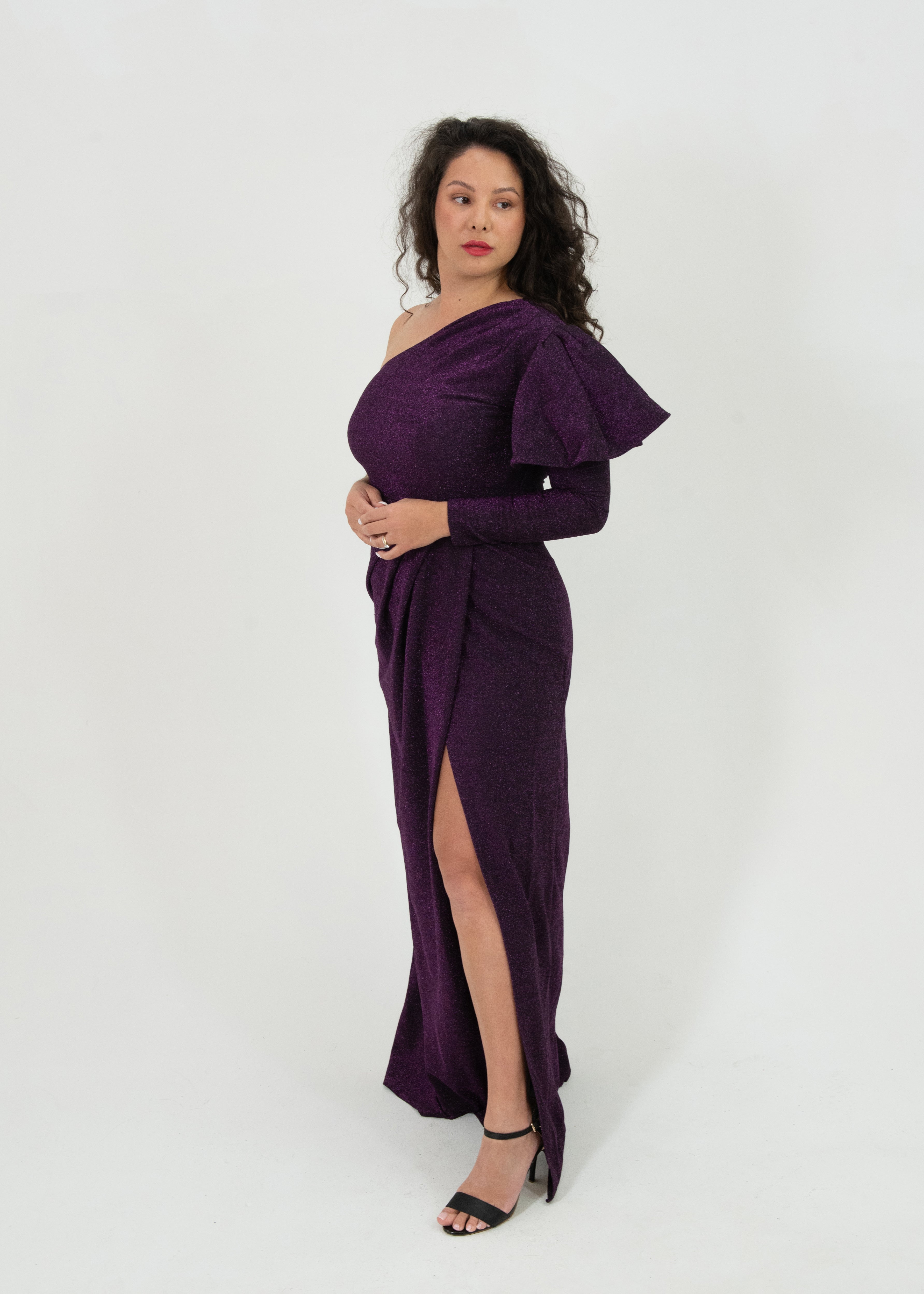 Brinah One Shoulder Plus Size Maxi Dress